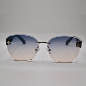 Gucci Women’s Sunglasses | Silver & Grey-Blue Frame | Blue-Brown Gradient Lens